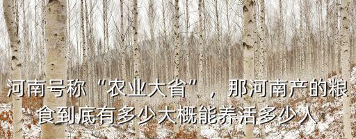 河南號稱“農(nóng)業(yè)大省”，那河南產(chǎn)的糧食到底有多少大概能養(yǎng)活多少人