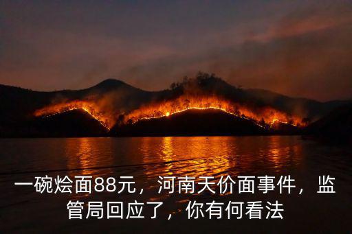 一碗燴面88元，河南天價(jià)面事件，監(jiān)管局回應(yīng)了，你有何看法