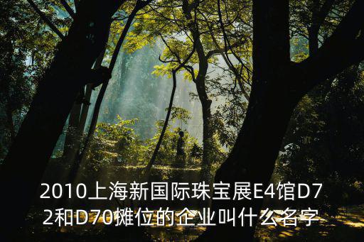 2010上海新國際珠寶展E4館D72和D70攤位的企業叫什么名字