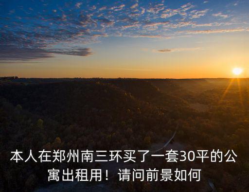 本人在鄭州南三環買了一套30平的公寓出租用！請問前景如何