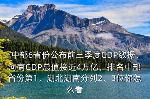 中部6省份公布前三季度GDP數據，河南GDP總值接近4萬億，排名中部省份第1，湖北湖南分列2、3位你怎么看