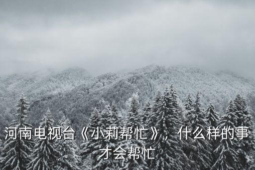 河南電視臺(tái)《小莉幫忙》，什么樣的事才會(huì)幫忙