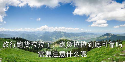 改行跑貨拉拉了，跑貨拉拉到底可靠嗎需要注意什么呢