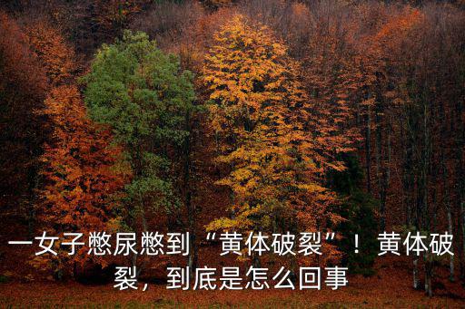 一女子憋尿憋到“黃體破裂”！黃體破裂，到底是怎么回事