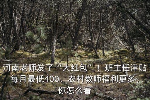 河南老師發了“大紅包”！班主任津貼每月最低400，農村教師福利更多，你怎么看