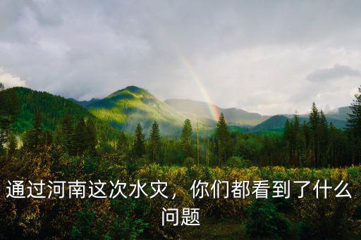 通過河南這次水災，你們都看到了什么問題