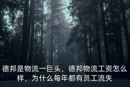 德邦是物流一巨頭，德邦物流工資怎么樣，為什么每年都有員工流失