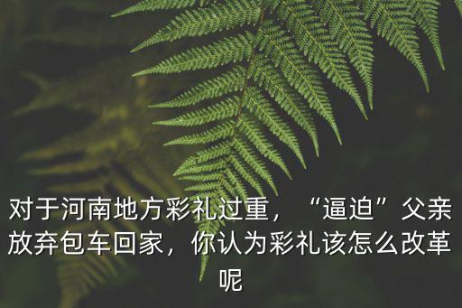 對于河南地方彩禮過重，“逼迫”父親放棄包車回家，你認為彩禮該怎么改革呢