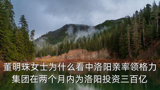 董明珠女士為什么看中洛陽親率領格力集團在兩個月內為洛陽投資三百億