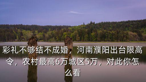 彩禮不夠結不成婚，河南濮陽出臺限高令，農村最高6萬城區5萬，對此你怎么看