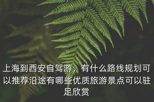 上海到西安自駕游，有什么路線規劃可以推薦沿途有哪些優質旅游景點可以駐足欣賞