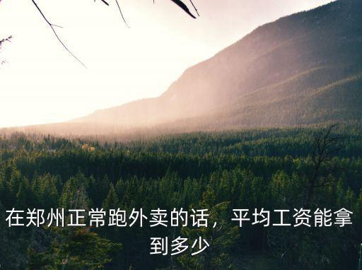 在鄭州正常跑外賣的話，平均工資能拿到多少
