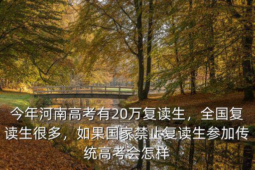 今年河南高考有20萬復(fù)讀生，全國復(fù)讀生很多，如果國家禁止復(fù)讀生參加傳統(tǒng)高考會怎樣
