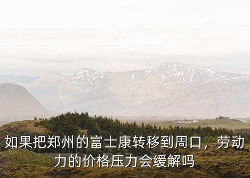 如果把鄭州的富士康轉移到周口，勞動力的價格壓力會緩解嗎