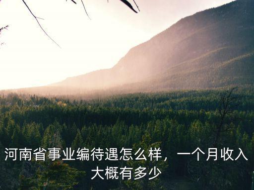 河南省事業編待遇怎么樣，一個月收入大概有多少