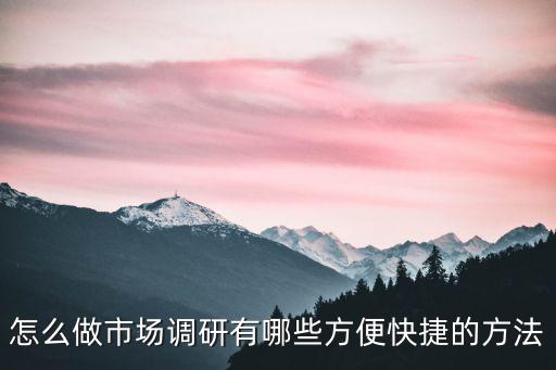 怎么做市場調研有哪些方便快捷的方法