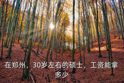 在鄭州，30歲左右的碩士，工資能拿多少