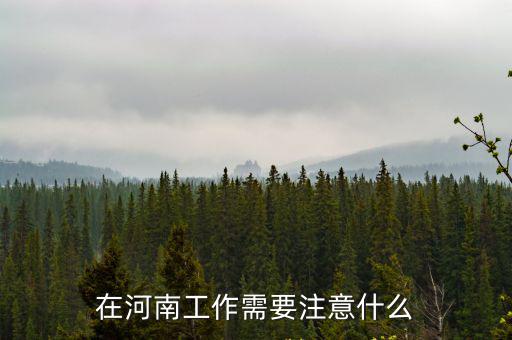 在河南工作需要注意什么