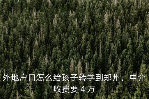 外地戶口怎么給孩子轉(zhuǎn)學到鄭州，中介收費要４萬
