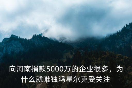 向河南捐款5000萬的企業很多，為什么就唯獨鴻星爾克受關注