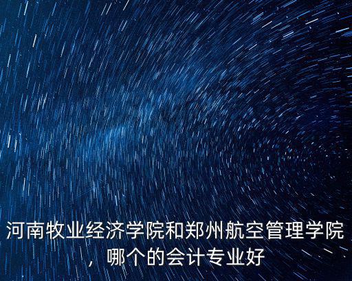 河南牧業經濟學院和鄭州航空管理學院，哪個的會計專業好