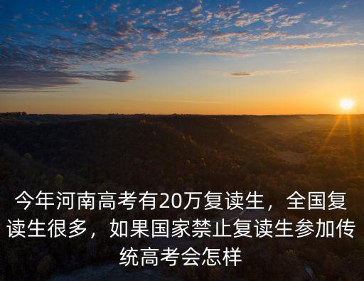 今年河南高考有20萬復讀生，全國復讀生很多，如果國家禁止復讀生參加傳統高考會怎樣