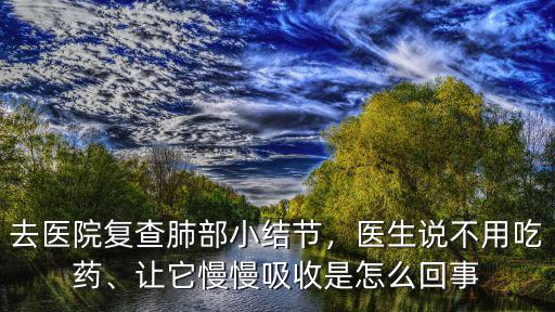 去醫(yī)院復(fù)查肺部小結(jié)節(jié)，醫(yī)生說不用吃藥、讓它慢慢吸收是怎么回事
