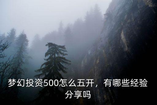 夢幻投資500怎么五開，有哪些經驗分享嗎