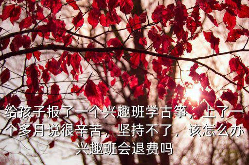 給孩子報(bào)了一個(gè)興趣班學(xué)古箏，上了一個(gè)多月說很辛苦，堅(jiān)持不了，該怎么辦興趣班會(huì)退費(fèi)嗎