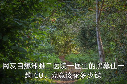 網友自爆湘雅二醫院一醫生的黑幕住一趟ICU，究竟該花多少錢
