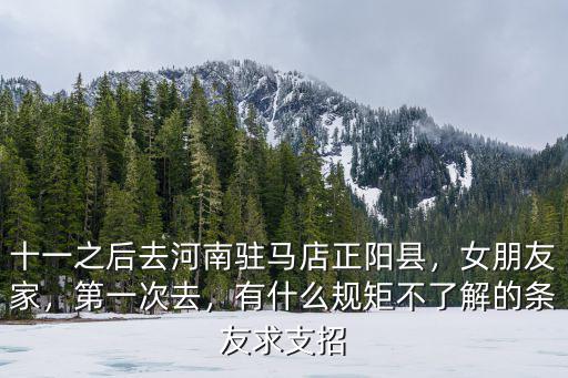 十一之后去河南駐馬店正陽(yáng)縣，女朋友家，第一次去，有什么規(guī)矩不了解的條友求支招