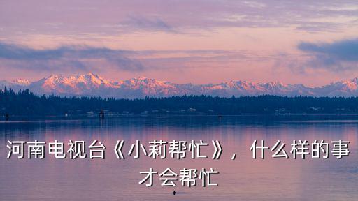 河南電視臺(tái)《小莉幫忙》，什么樣的事才會(huì)幫忙
