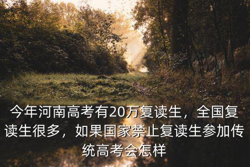 今年河南高考有20萬復讀生，全國復讀生很多，如果國家禁止復讀生參加傳統高考會怎樣