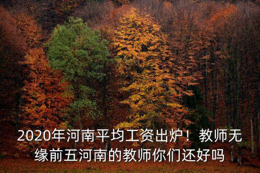 2020年河南平均工資出爐！教師無緣前五河南的教師你們還好嗎