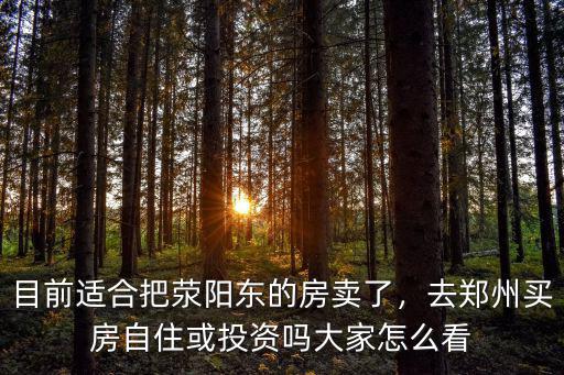 目前適合把滎陽東的房賣了，去鄭州買房自住或投資嗎大家怎么看