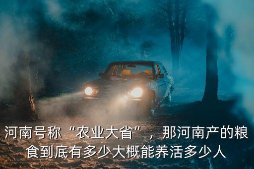 河南號稱“農業大省”，那河南產的糧食到底有多少大概能養活多少人
