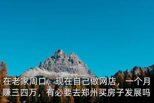 在老家周口，現在自己做網店，一個月賺三四萬，有必要去鄭州買房子發展嗎