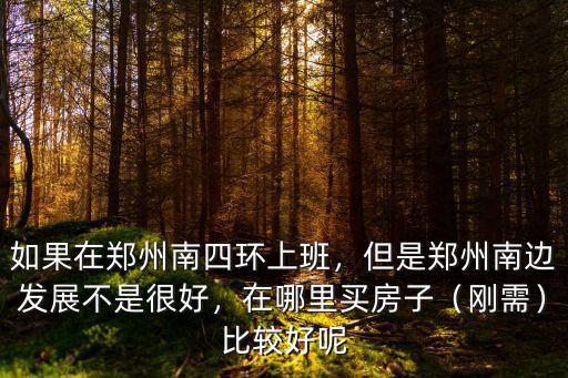 如果在鄭州南四環(huán)上班，但是鄭州南邊發(fā)展不是很好，在哪里買房子（剛需）比較好呢