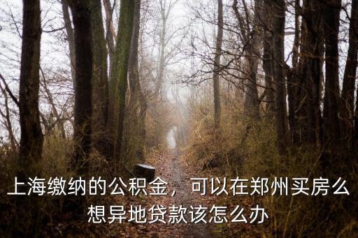 上海繳納的公積金，可以在鄭州買房么想異地貸款該怎么辦