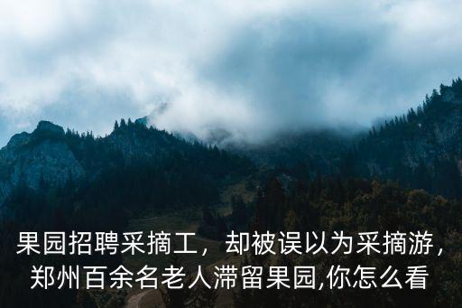 果園招聘采摘工，卻被誤以為采摘游，鄭州百余名老人滯留果園,你怎么看