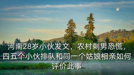 河南小伙怎么樣,河南28歲小伙發文