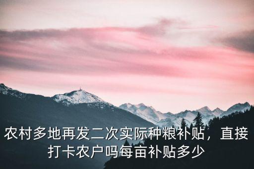 農村多地再發二次實際種糧補貼，直接打卡農戶嗎每畝補貼多少