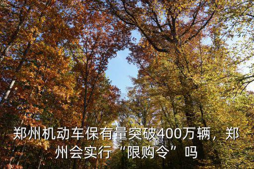 鄭州機動車保有量突破400萬輛，鄭州會實行“限購令”嗎