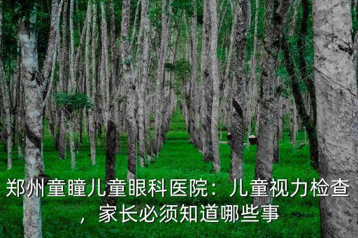 鄭州童瞳兒童眼科醫(yī)院：兒童視力檢查，家長必須知道哪些事