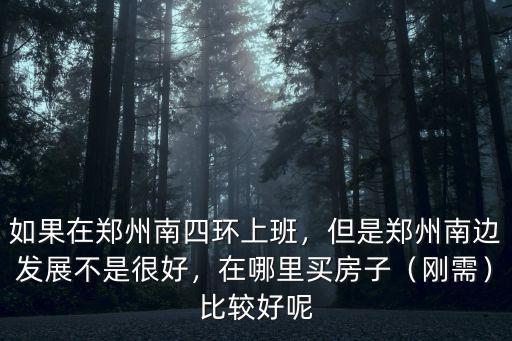 如果在鄭州南四環上班，但是鄭州南邊發展不是很好，在哪里買房子（剛需）比較好呢