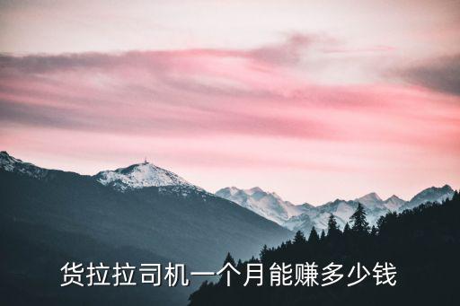 貨拉拉司機一個月能賺多少錢