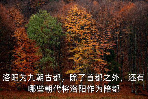 洛陽為九朝古都，除了首都之外，還有哪些朝代將洛陽作為陪都