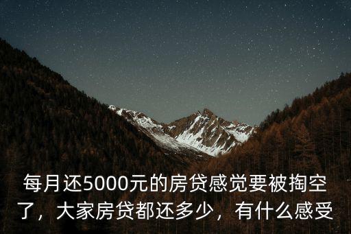 每月還5000元的房貸感覺要被掏空了，大家房貸都還多少，有什么感受