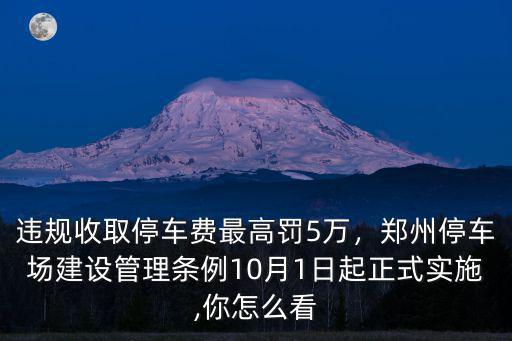 違規收取停車費最高罰5萬，鄭州停車場建設管理條例10月1日起正式實施,你怎么看