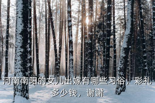河南南陽的女兒出嫁有哪些習俗，彩禮多少錢，謝謝